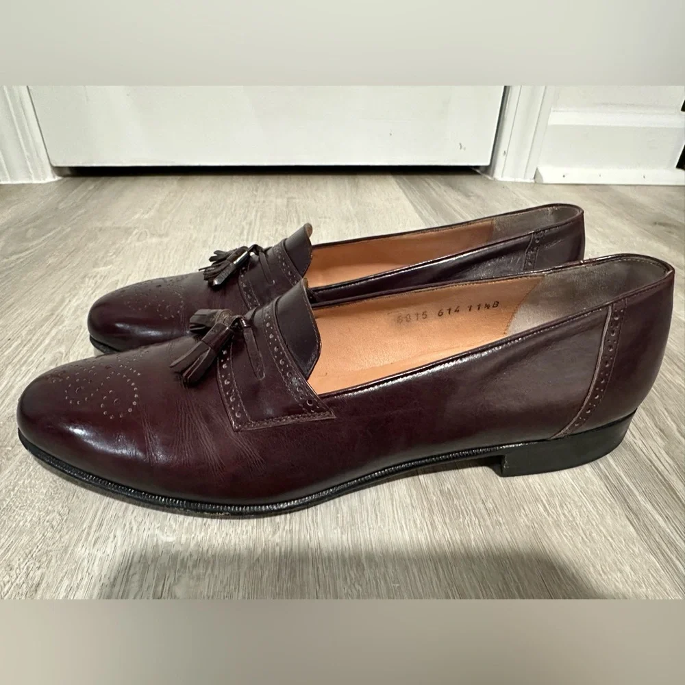 Salvatore Ferragamo Men's Tassel Loafers Dark Burgundy Leather
